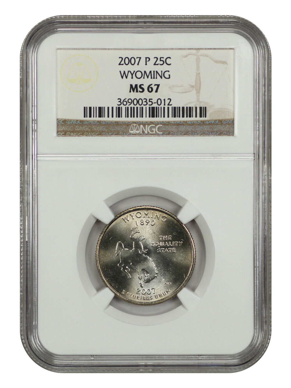 2007-P 25C Wyoming NGC MS67 - Washington 50 States Quarters