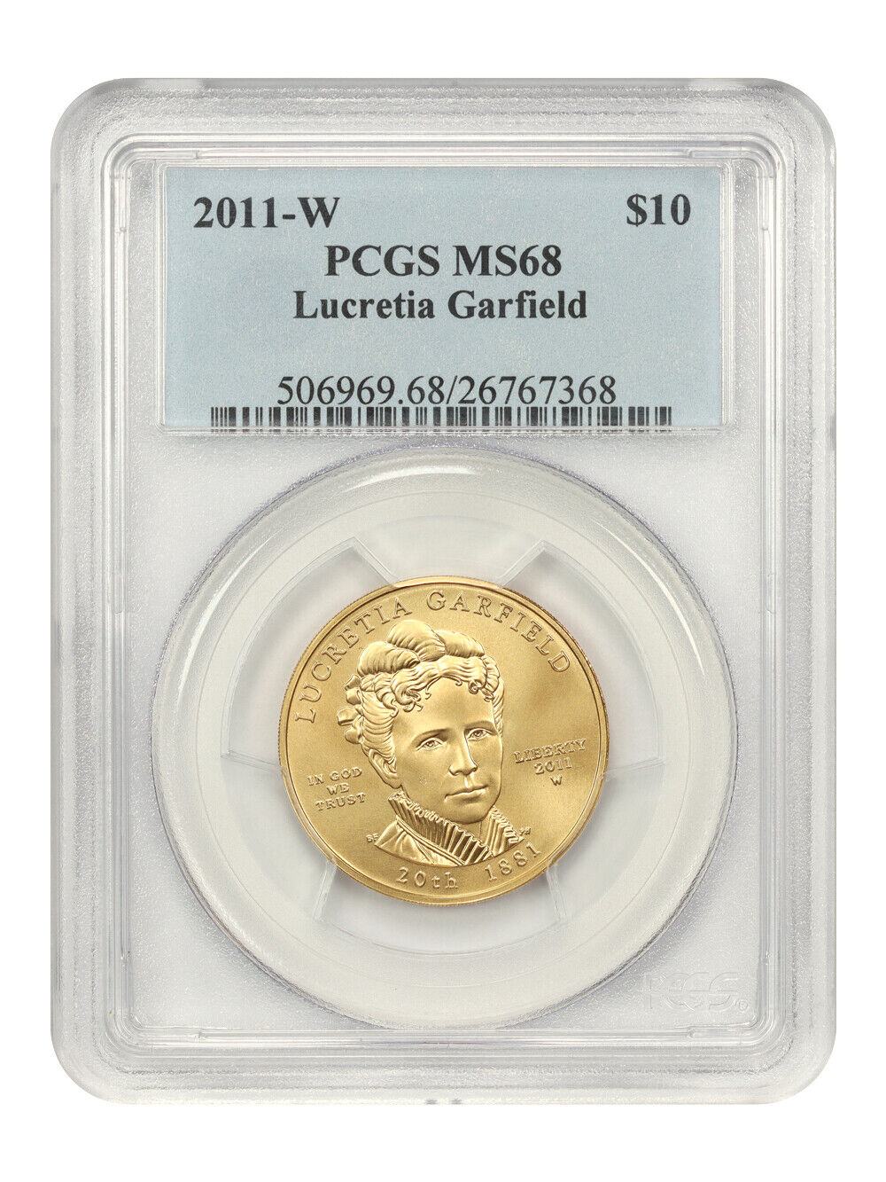 2011-W Lucretia Garfield $10 PCGS MS68