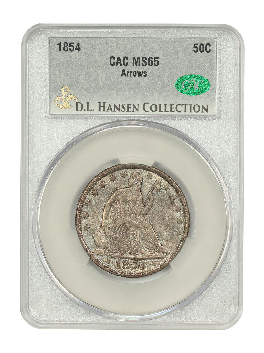 1854 50C CACG MS65 (Arrows) ex: D.L. Hansen - Liberty Seated Half Dollar