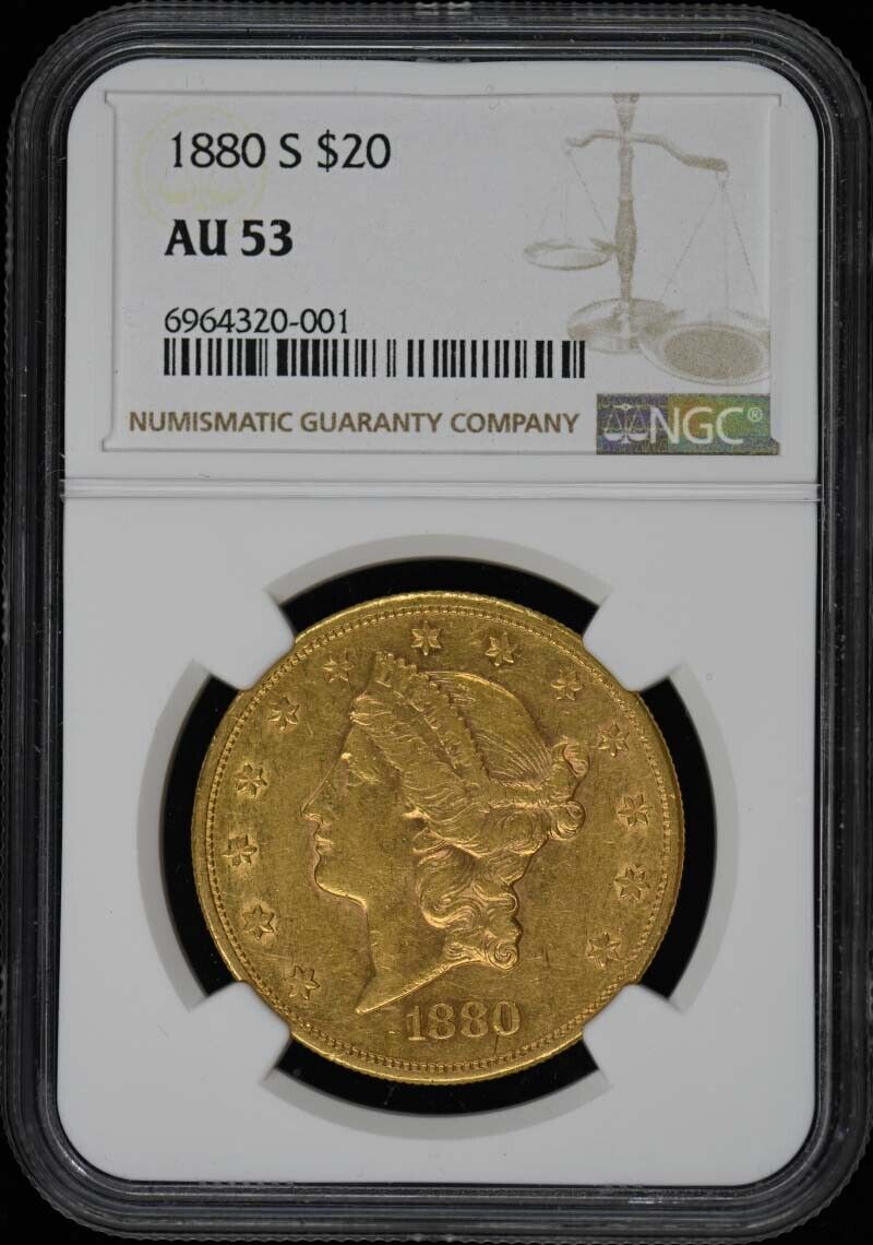 1880-S Liberty Double Eagle Type 3 $20 NGC AU53