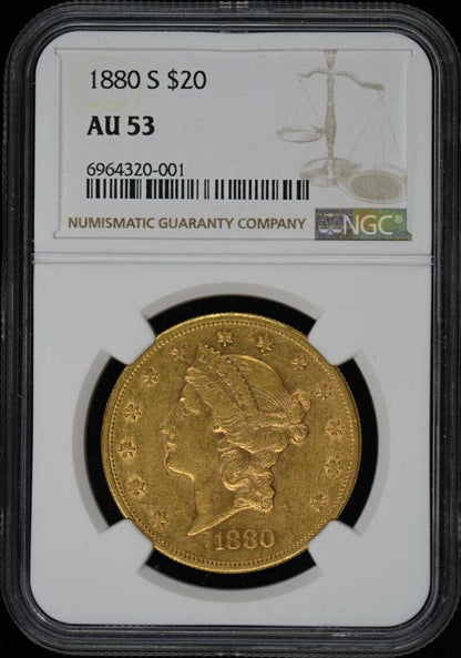 1880-S Liberty Double Eagle Type 3 $20 NGC AU53