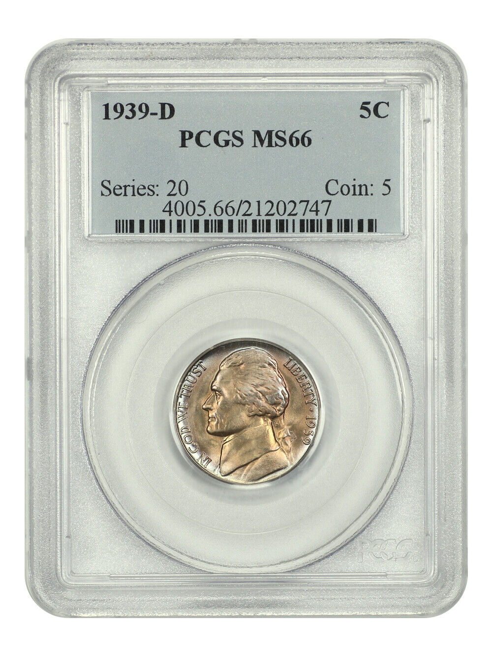 1939-D 5C PCGS MS66 - Jefferson Nickel