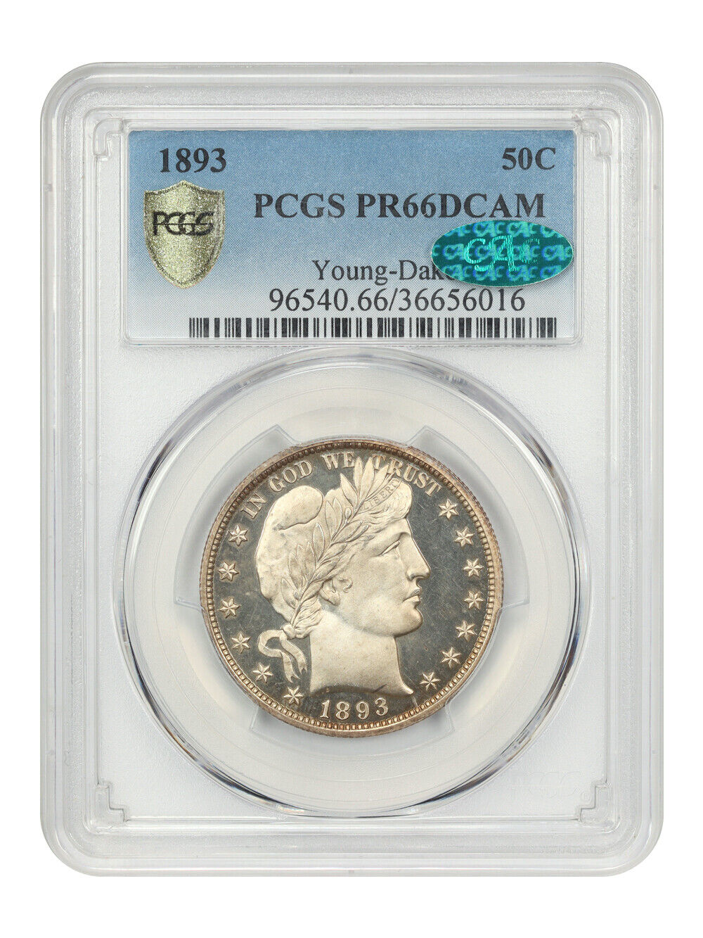 1893 50C PCGS/CAC PR66DCAM