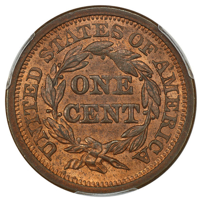1851 1c PCGS MS63 RB (N-40) ex: D.L. Hansen