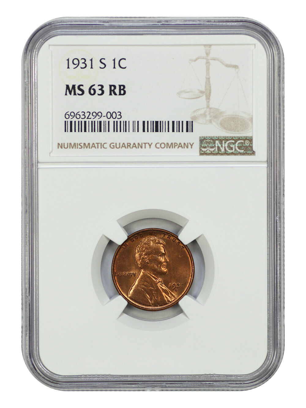 1931-S 1C NGC MS63RB - Lincoln Cent (Wheat Reverse) - Affordable Key Date