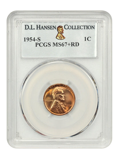 1954-S 1c PCGS MS67+ RD ex: D.L. Hansen