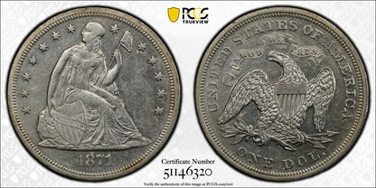 1871 P Liberty Seated Silver Dollars PCGS XF-45 Premium Quality!