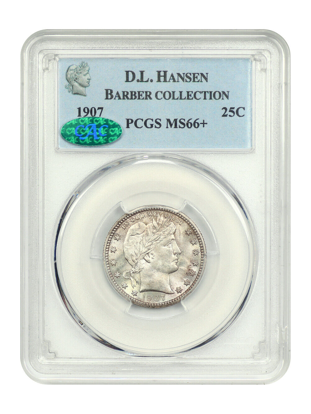 1907 25C PCGS/CAC MS66+