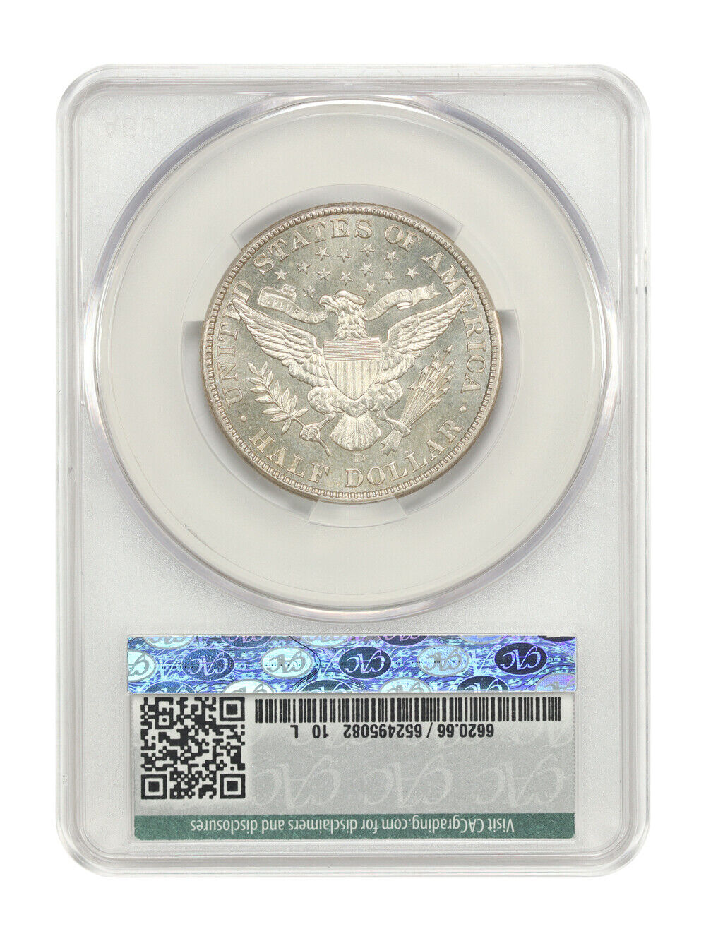 1912-D 50C CACG MS66 ex: D.L. Hansen - Barber Half Dollar - Flashy Luster