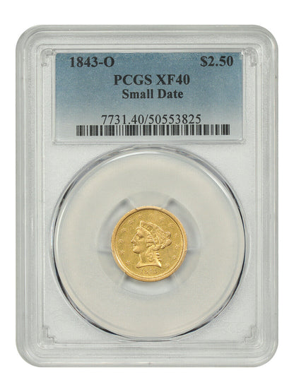 1843-O $2.50 PCGS XF40 (Small Date) - Liberty Head $2.5