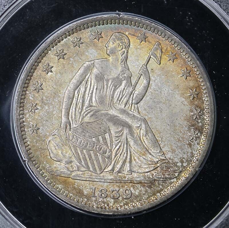 1839 50C Drapery Liberty Seated Half Dollar PCGS MS64 (CAC) Rattler