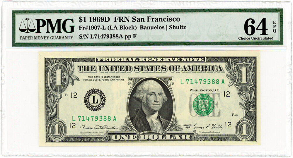 Fr.1907-L 1969D FRN San Francisco PMG Choice UNC 64 EPQ