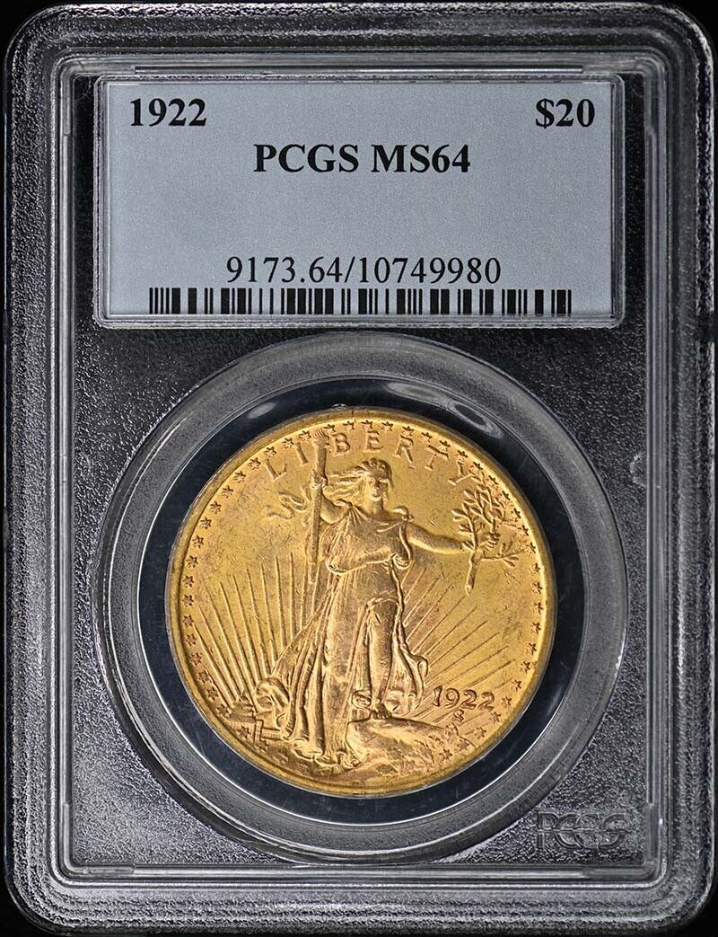 1922 $20 Saint Gaudens PCGS MS64