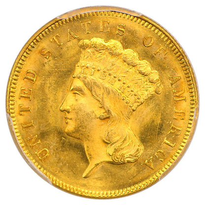 1855 $3 PCGS MS65 ex: D.L. Hansen