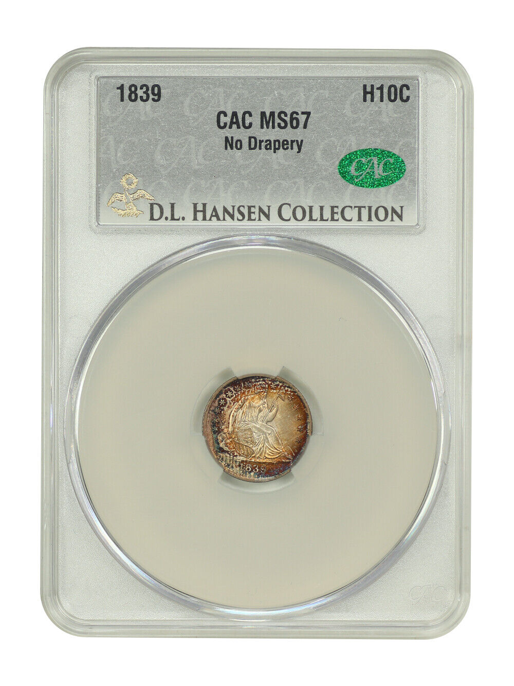 1839 H10C CACG MS67 (No Drapery) ex: D.L. Hansen - Liberty Seated Half Dime