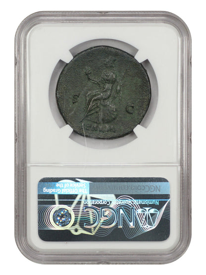 Ancient Roman: Antoninus Pius (AD 138-161) AE Sestertius NGC Choice VF