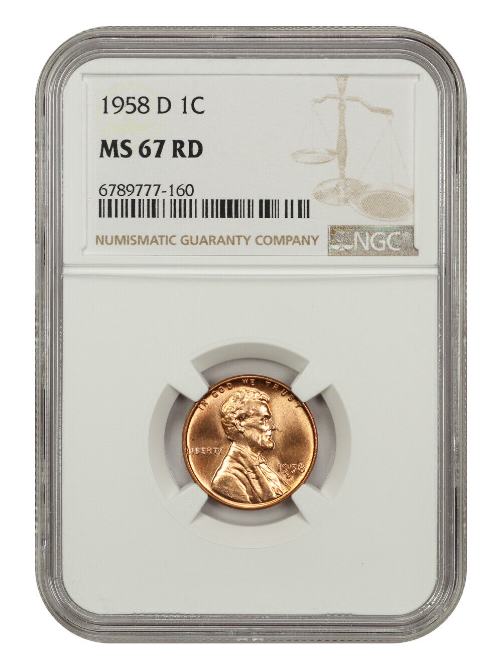 1958-D 1C NGC MS67RD