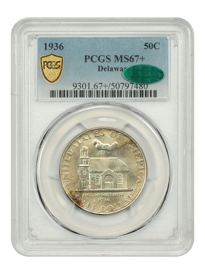 1936 50C Delaware PCGS/CAC MS67+ - Classic Silver Commemorative