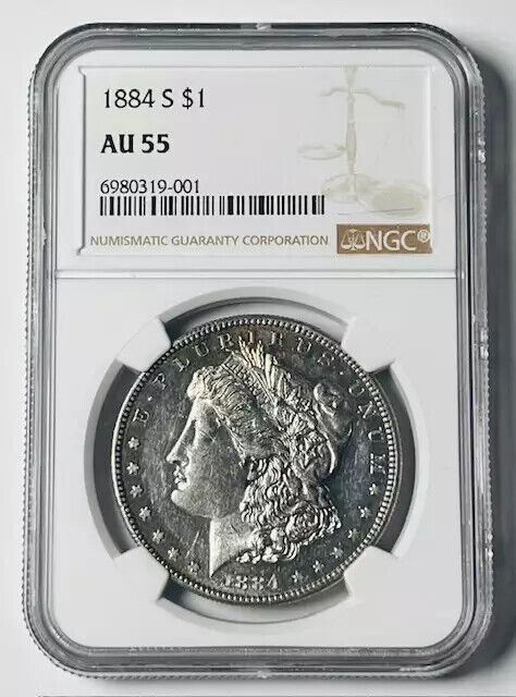 1884 S Morgan Silver Dollar NGC AU-55