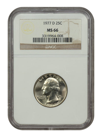 1977-D 25C NGC MS66 - Washington Quarter