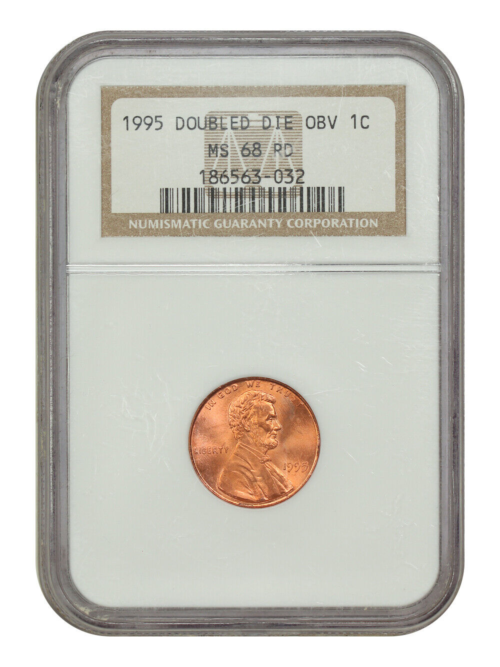 1995 1C NGC MS68RD (Doubled Die Obverse) - Lincoln Cent (Modern) - Popular DDO