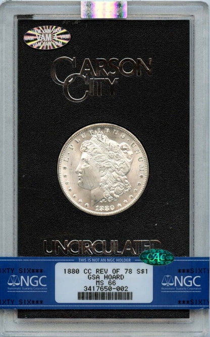 1880-CC VAM 4 Morgan Dollar Rev 78 GSA HOARD S$1 NGC MS66 (CAC)