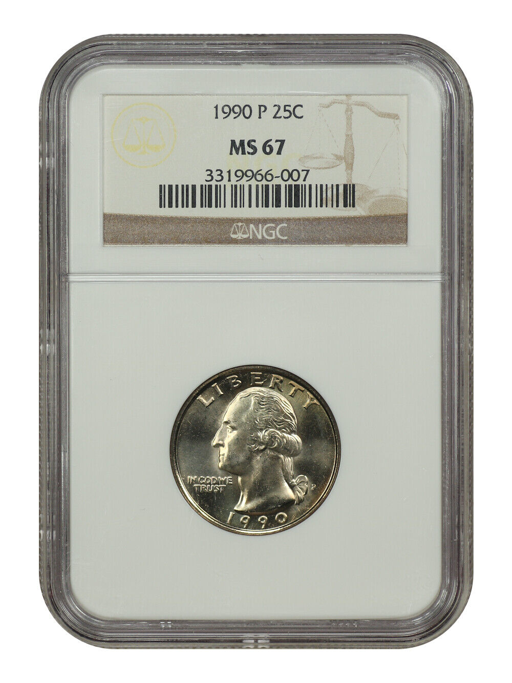 1990-P 25C NGC MS67 - Washington Quarter