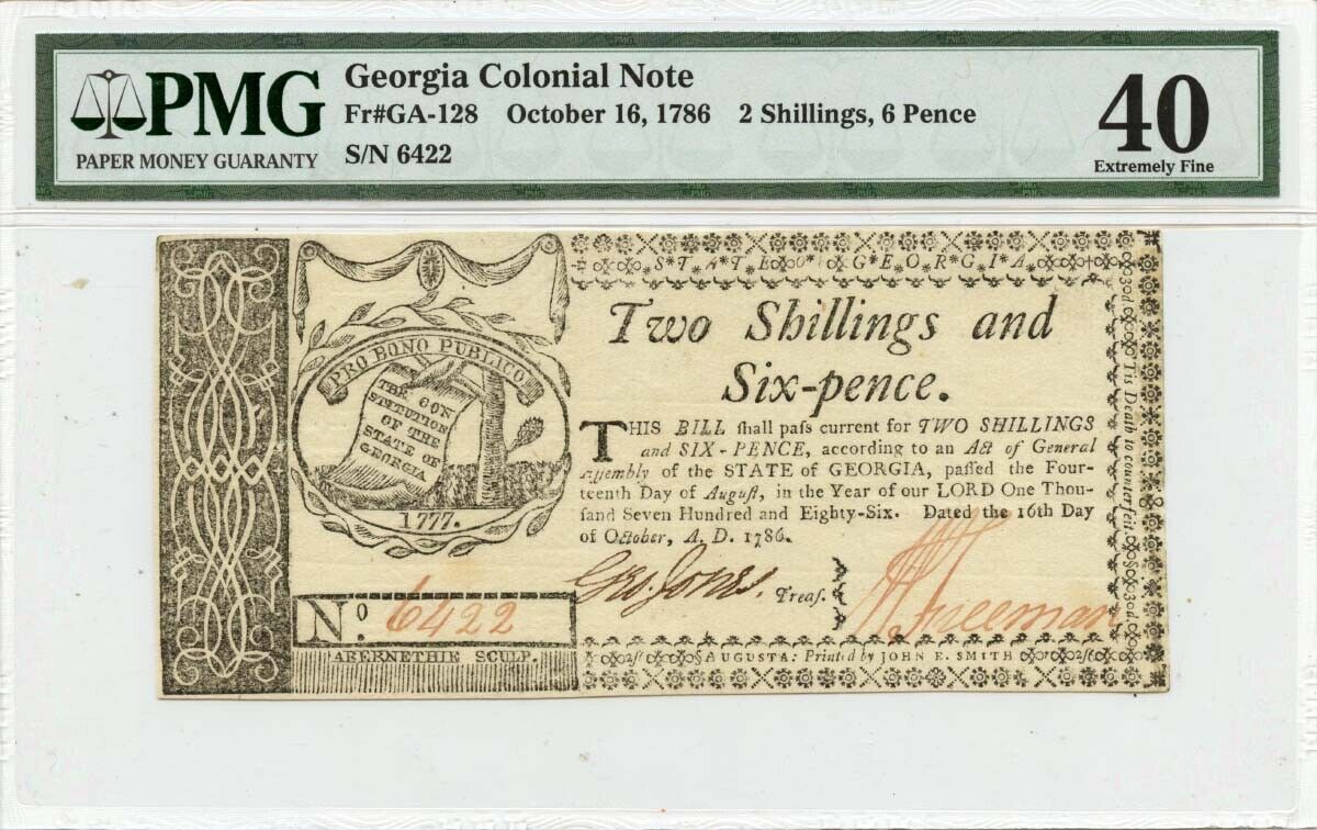 1786 October 16 Pence 2 Shillings GA-128 PMG EF40