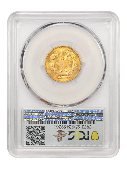 1855 $3 PCGS MS65 ex: D.L. Hansen