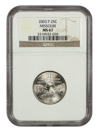 2003-P 25C Missouri NGC MS67 - Washington 50 States Quarters