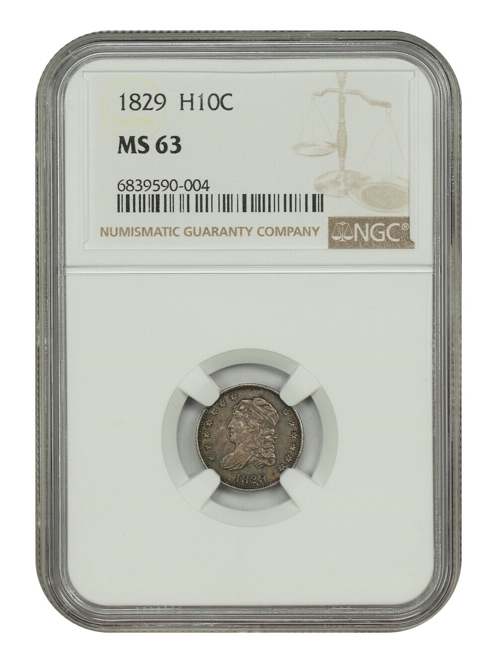 1829 H10C NGC MS63 - Capped Bust Half Dime