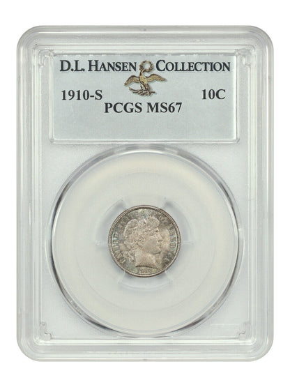 1910-S 10C PCGS MS67 ex: D.L. Hansen