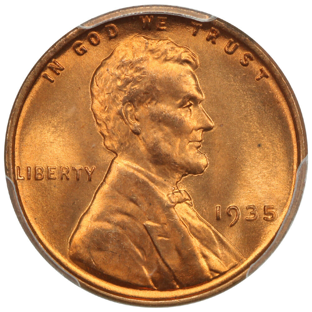 1935 1C PCGS/CAC MS67+RD - Lincoln Cent (Wheat Reverse)