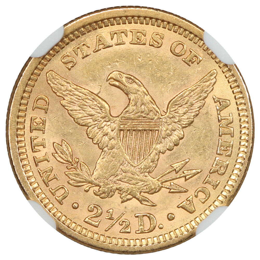 1861 $2.50 NGC MS61 (New Reverse) - Liberty Head $2.5