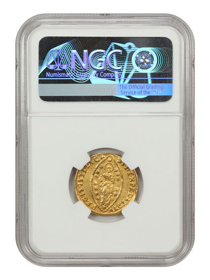 Venice: (1709-22) Zecchino NGC AU Details (Giovanni Corner II, Spot Removed)