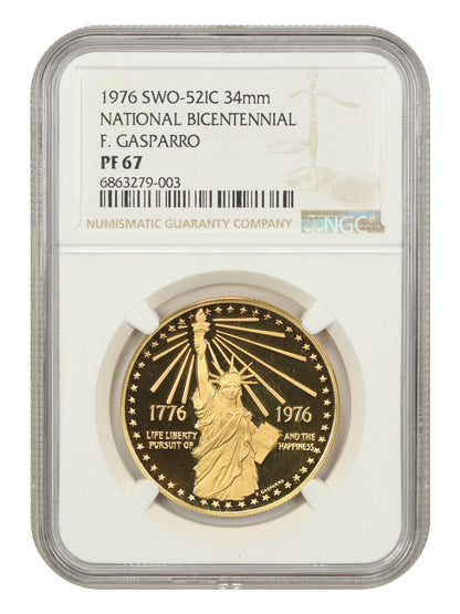 1976 F. Gasparro Bicentennial Medal NGC PR67 (SWO-52IC, 34mm)