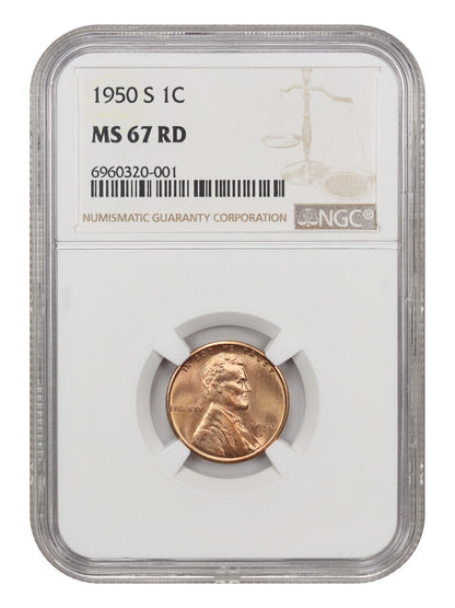 1950-S 1C NGC MS67RD