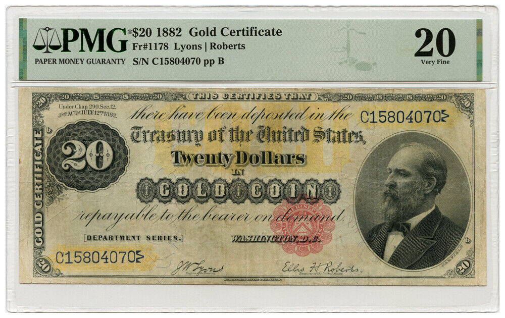 FR. 1178 1882 $20 Gold Certificate PMG Very Fine 20 - Other