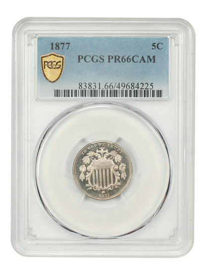 1877 5C PCGS PR66CAM - Shield Nickel - Scarce Proof-Only Issue