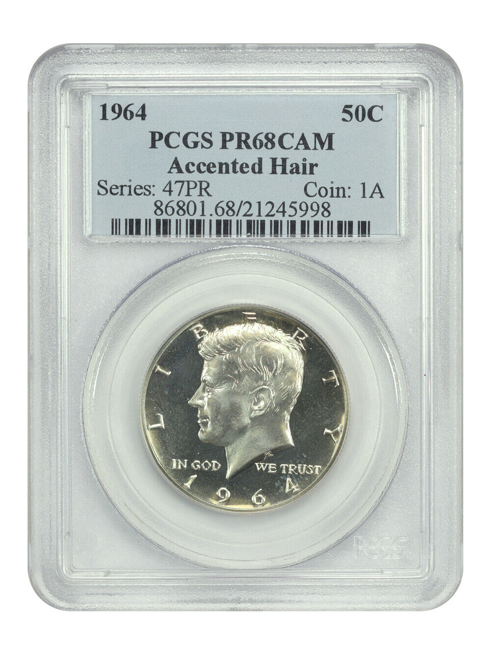 1964 50C Accented Hair PCGS PR68CAM - Kennedy Half Dollar