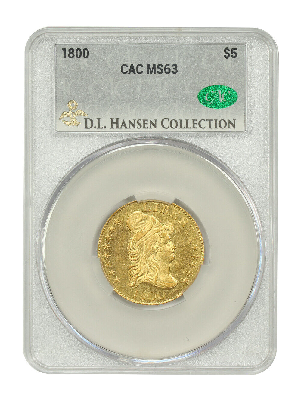 1800 $5 CACG MS63 ex: D.L. Hansen - Draped Bust $5