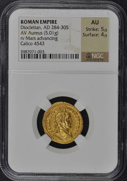 Diocletian, AD 284-305 ROMAN EMPIRE AV Aureus NGC AU50