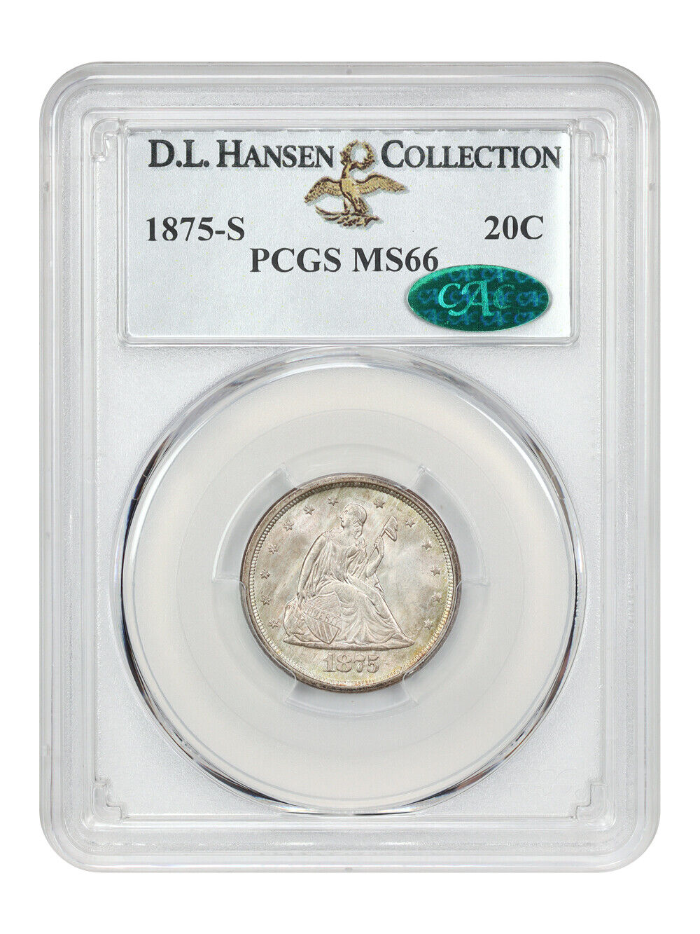 1875-S 20C PCGS/CAC MS66 ex: D.L. Hansen