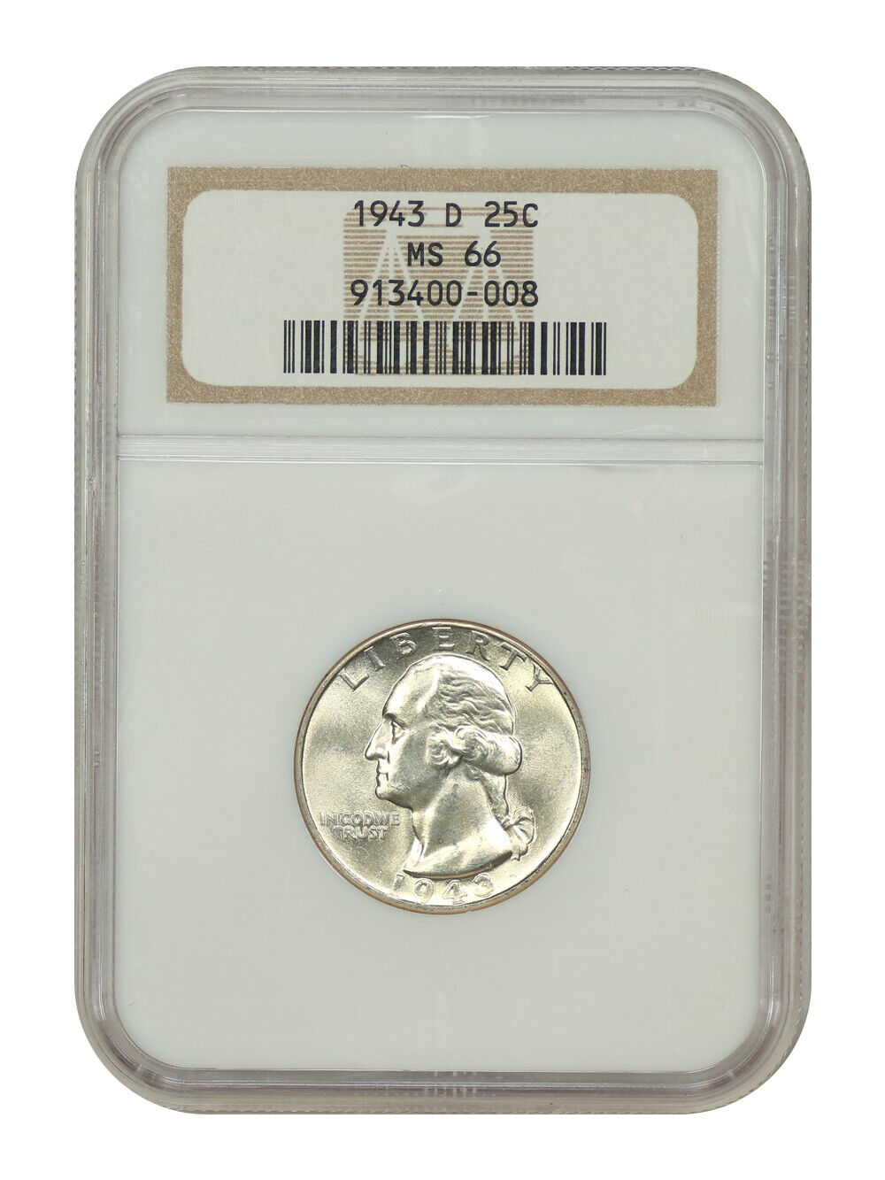 1943-D 25C NGC MS66 - Washington Quarter