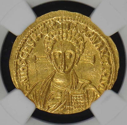 Justinian II, AD 705-711 BYZANTINE EMPIRE Solidus NGC MS60 Christ