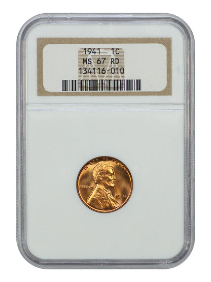 1941 1C NGC MS67RD - Lincoln Cent (Wheat Reverse)