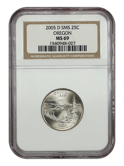 2005-D 25C Oregon NGC SP69 (Satin Finish) - Washington 50 States Quarters