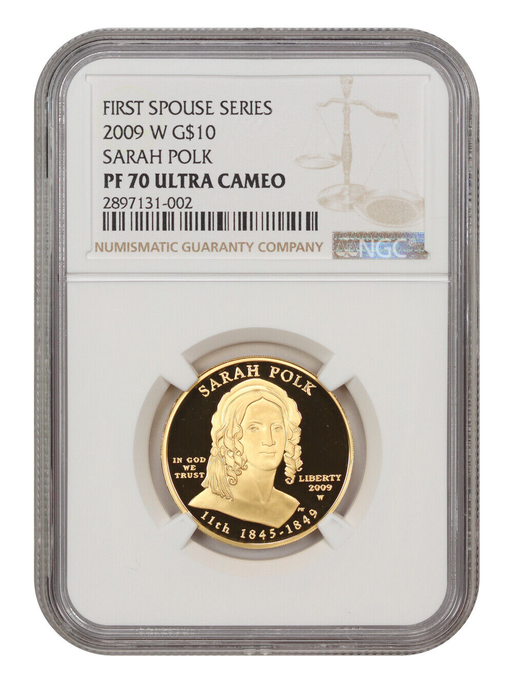 2009-W Sarah Polk $10 NGC Proof 70 UCAM (First Spouse)