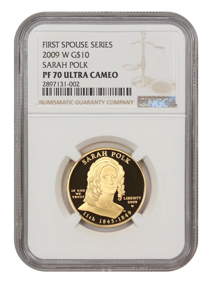 2009-W Sarah Polk $10 NGC Proof 70 UCAM (First Spouse)