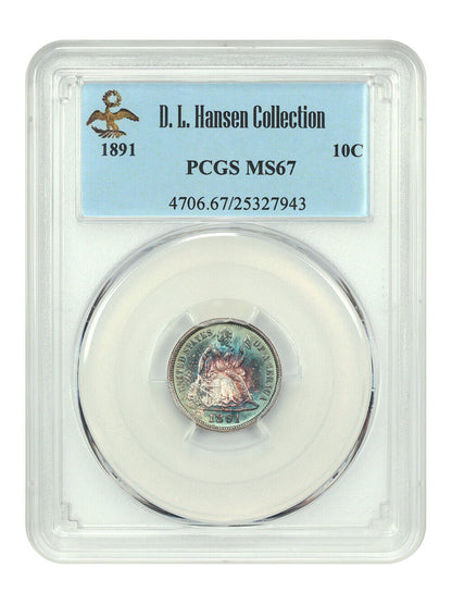 1891 10C PCGS MS67 ex: D.L. Hansen